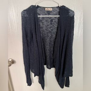 hollister high low navy cardigan